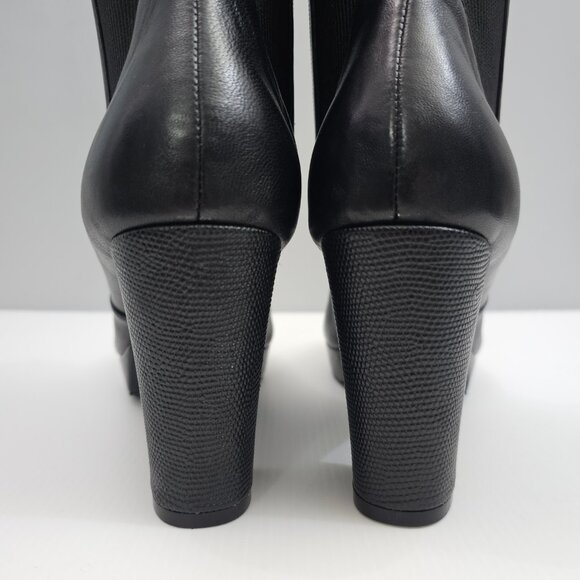NEW Donald Pliner Labell Ankle Boot Womens 10 Black Leather Platform Heeled - Picture 9 of 15